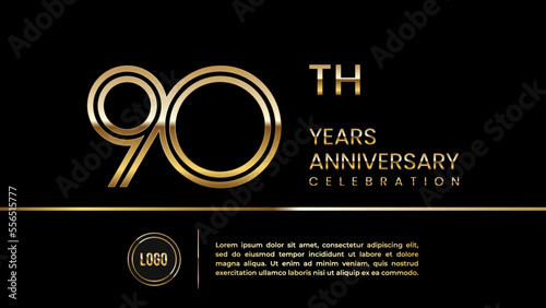 90th anniversary celebration template design with double line concept. Logo Vector Template Illustration photo