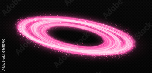 Pink sparkle speed lines on transparent background. Glowing fire lines effect. Magic sparkle ring.