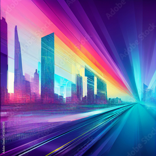 Abstract digital high tech city design for banner background.