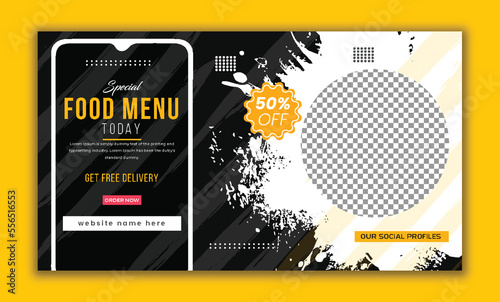 Today's special food menu video thumbnail, web page banner eps vector file, fully editable post ready 