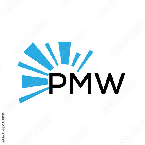 PMW letter logo. PMW blue image on white background and black letter. PMW technology  Monogram logo design for entrepreneur and business. PMW best icon.
 photo