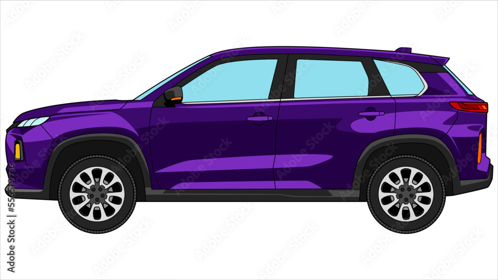 premium suv car in bright color vector, realistic car flat bright color vector illustration