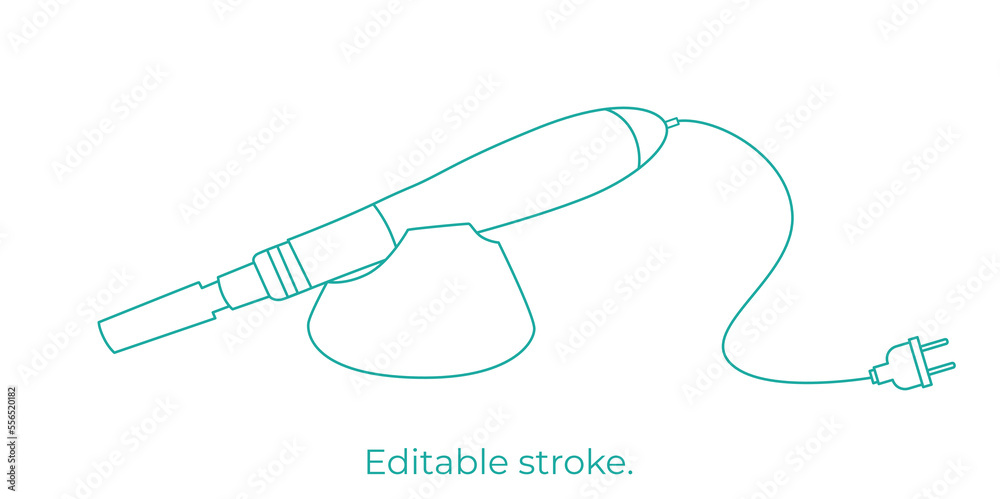 Obraz premium Derma roller, dermapen or mesopen line icon for face treatment. Vector stock illustration isolated on white background. Editable stroke. 