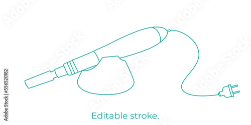 Derma roller, dermapen or mesopen line icon for face treatment. Vector stock illustration isolated on white background. Editable stroke.  photo