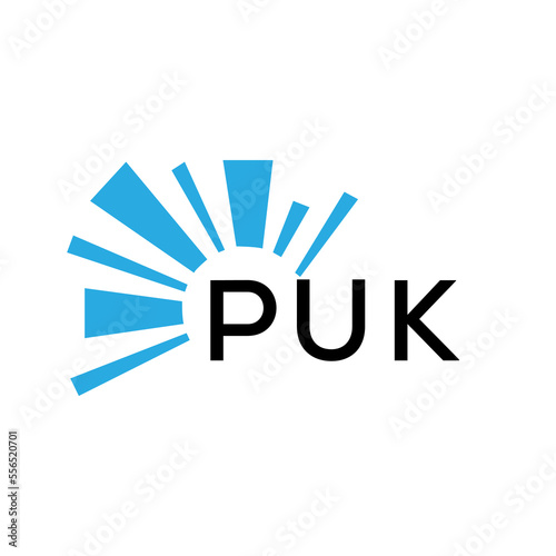 PUK letter logo. PUK blue image on white background and black letter. PUK technology  Monogram logo design for entrepreneur and business. PUK best icon.
