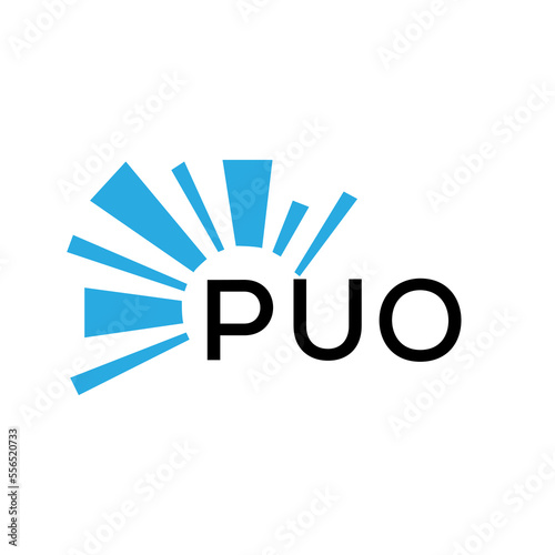 PUO letter logo. PUO blue image on white background and black letter. PUO technology  Monogram logo design for entrepreneur and business. PUO best icon.
 photo