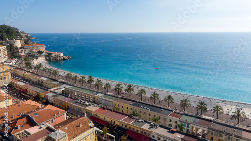 Aerial view on buildings and city, Old town in Nice, France 