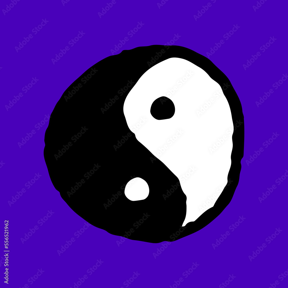Yin yang symbol cartoon, illustration for t-shirt, sticker, or apparel merchandise. With modern pop and retro style. Yin yang symbol cartoon, illustration for t-shirt, sticker, or apparel merchandise. With modern pop and retro style.
