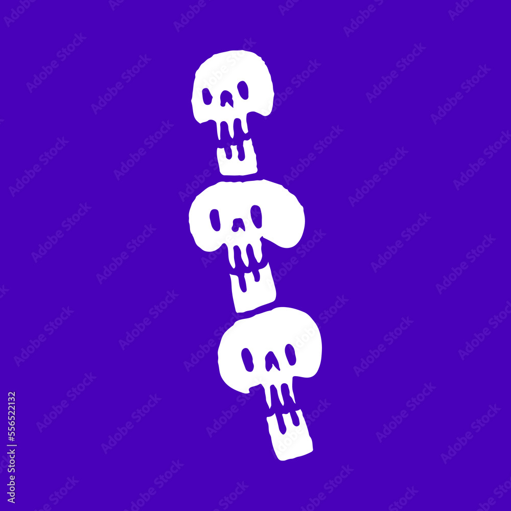 Totem skulls cartoon, illustration for t-shirt, sticker, or apparel merchandise. With modern pop and retro style. Totem skulls cartoon, illustration for t-shirt, sticker, or apparel merchandise. With modern pop and retro style.