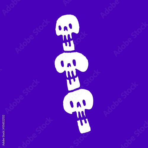 Totem skulls cartoon, illustration for t-shirt, sticker, or apparel merchandise. With modern pop and retro style.