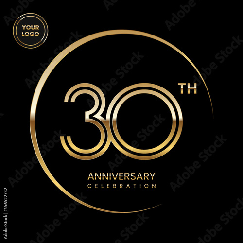 30th anniversary logo design with double line concept. Logo Vector Illustration