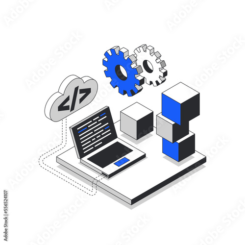 Coding illustration. Modern linear inphographic