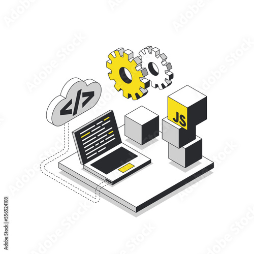 Coding illustration. Modern linear inphographic