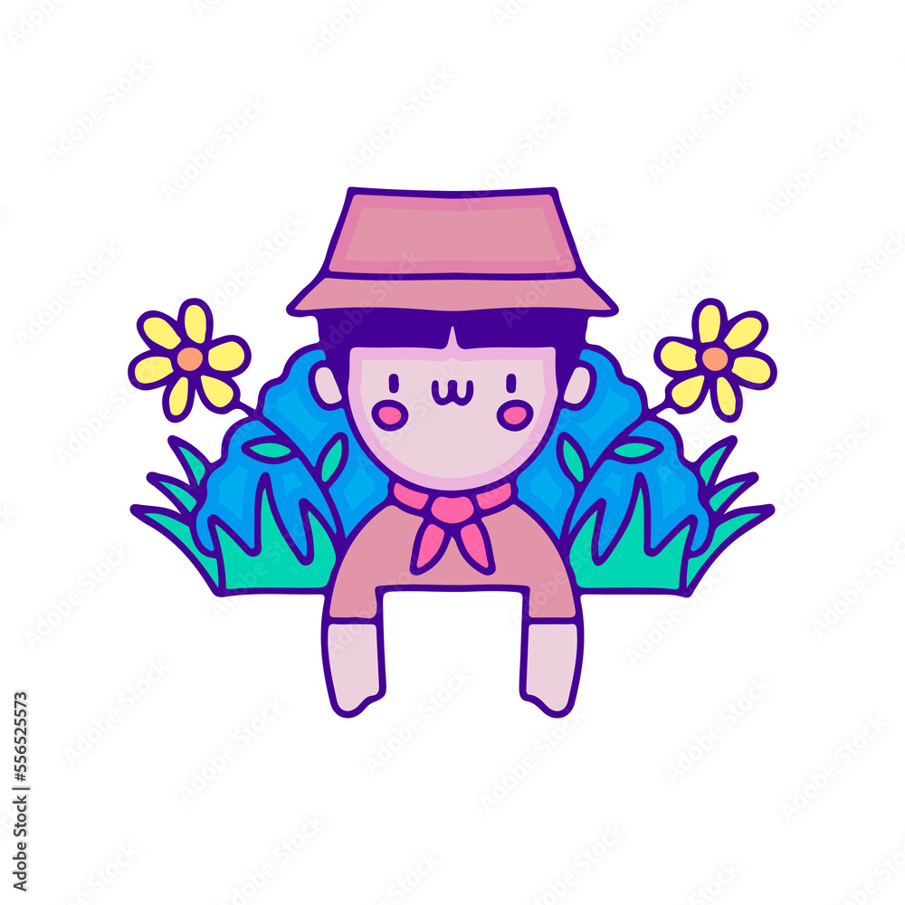Cute adventure baby in nature doodle art, illustration for t-shirt, sticker, or apparel merchandise. With modern pop and kawaii style. Cute adventure baby in nature doodle art, illustration for t-shirt, sticker, or apparel merchandise. With modern pop and kawaii style.
