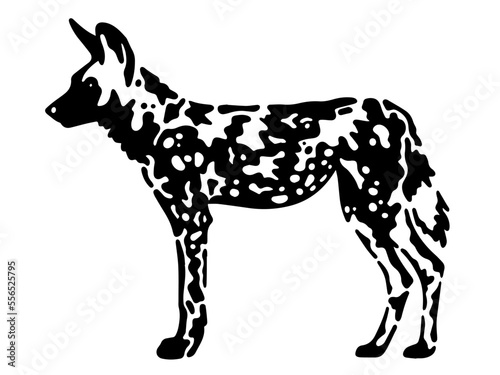 vector black and white hyena dog profile illustration 