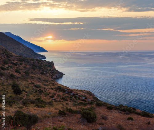 Evening Zingaro sea coast, Sicily, Italy