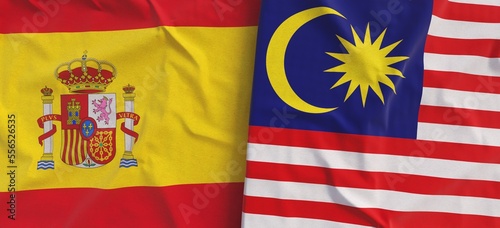 Canvas Print Flags of Spain and Malaysia