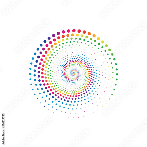 Rainbow dot circle logo halftone on the white background. Vector illustration. 