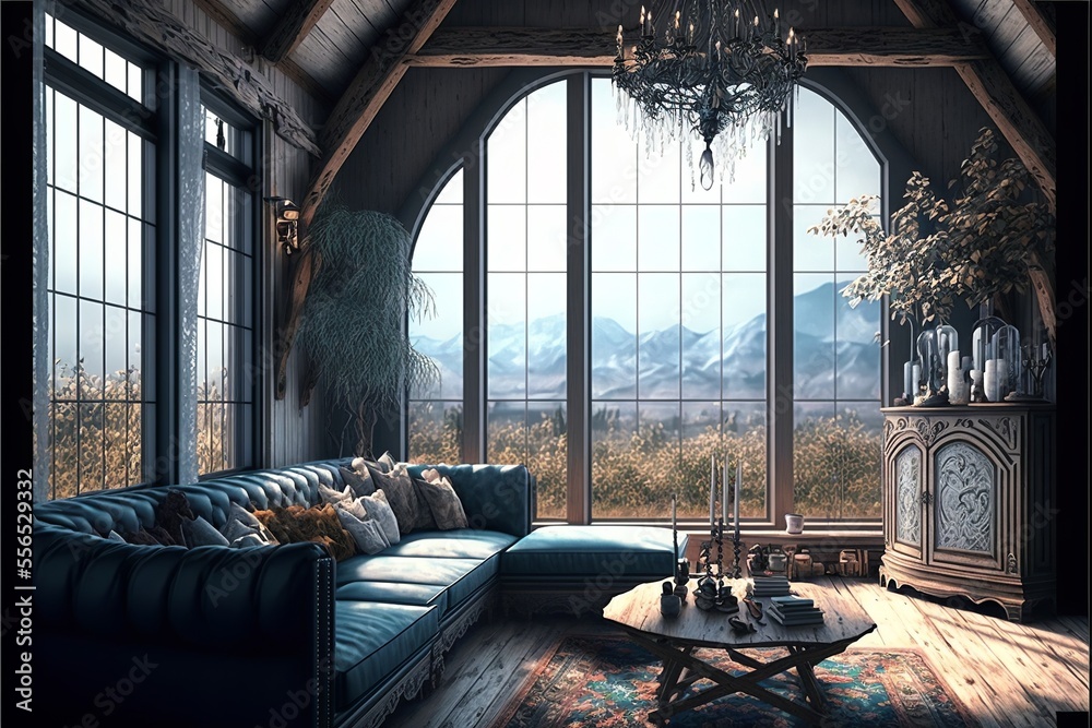 Victorian Mansion royal living room interior Stock Illustration