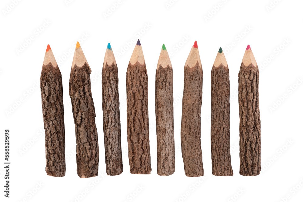 Wooden crayons isolated on white background with clipping path Wooden crayons isolated on white background with clipping path
