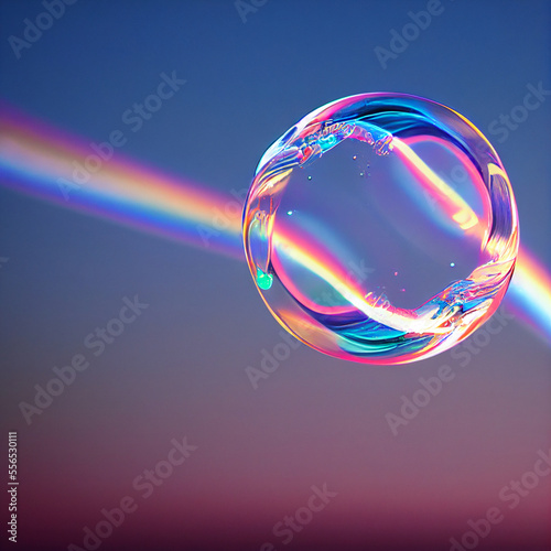 Abstract soap bubbles in the air. Close-up. Festive decoration