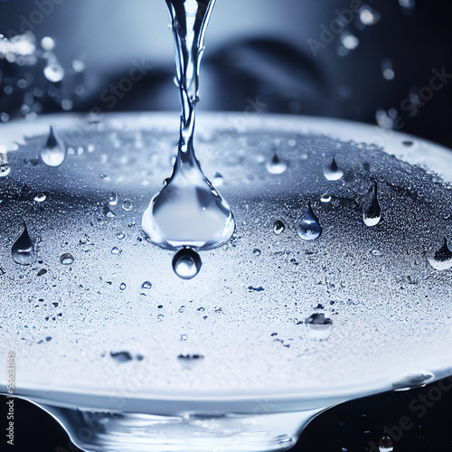 Splash of water liquid with water bubbles.