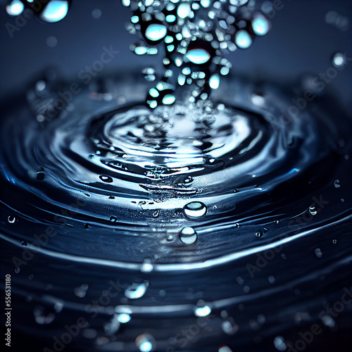 Splash of water liquid with water bubbles. 