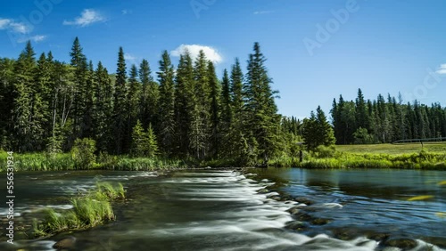 Fast flowing Waskesiu river.  In Prince Albert National Park