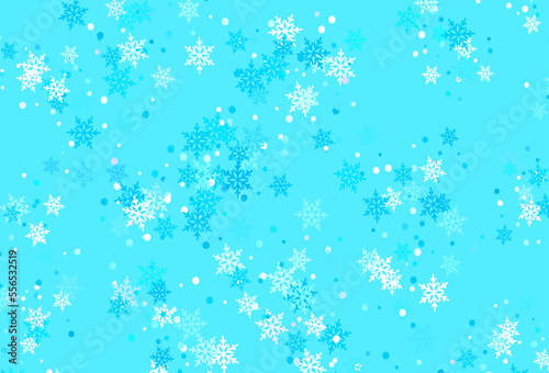 Light Blue, Red vector pattern with christmas snowflakes.