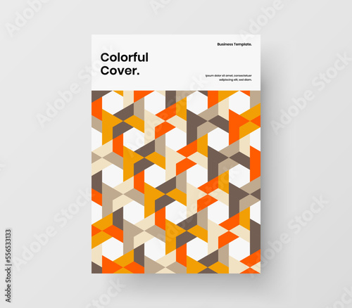 Creative mosaic pattern company identity layout. Abstract leaflet vector design concept.