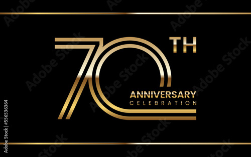 70th anniversary logo design with double line concept. Logo Vector Illustration