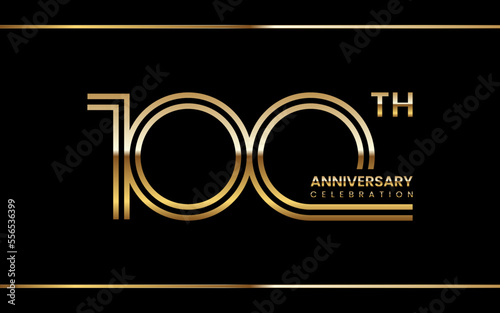 100th anniversary logo design with double line concept. Logo Vector Illustration photo