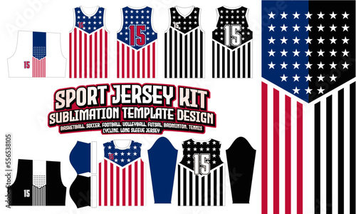 USA Jersey Design Sport Wear layout 292 for Soccer Football E-sport Basketball volleyball Badminton Futsal t-shirt