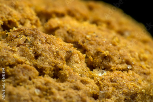 Close-up of fresh oatmeal homemade cookies. Sweet dessert. Healthy food.