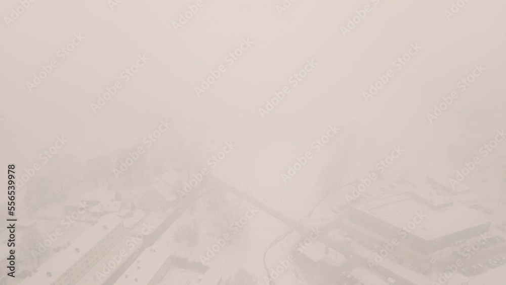 The border of two countries from above. Valka - Valga in winter from a drone flight. The border of two countries from above. Valka - Valga in winter from a drone flight.