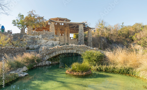 Japanese tea Garden Overlook Texas, walkways, during winter season.