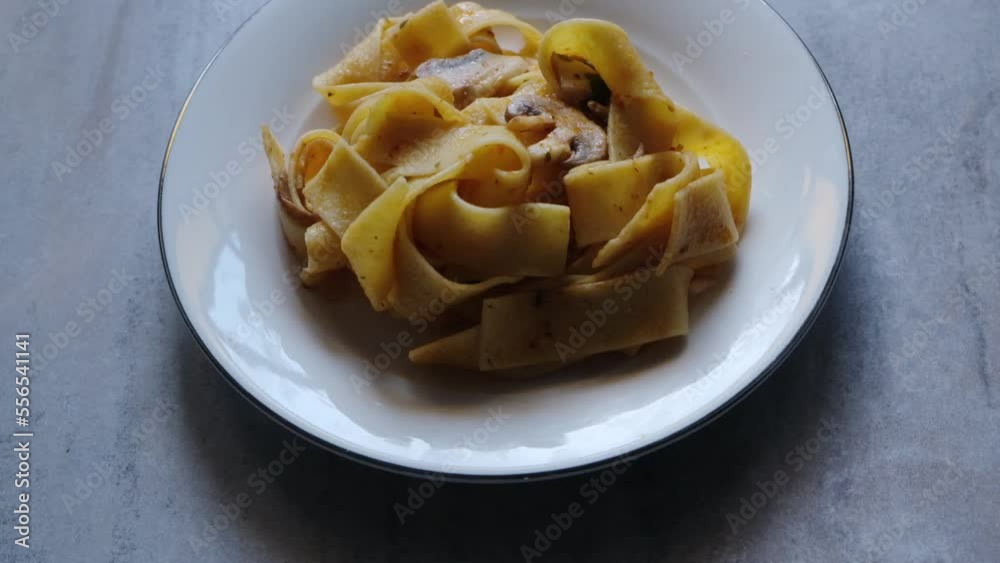 italian pasta with egg in macro shot