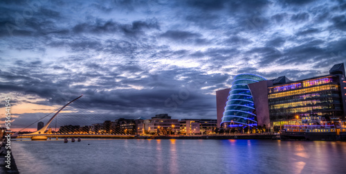 Photography sunset over the city, Dublin, Ireland, Samuel Beckett Bridge Dublin