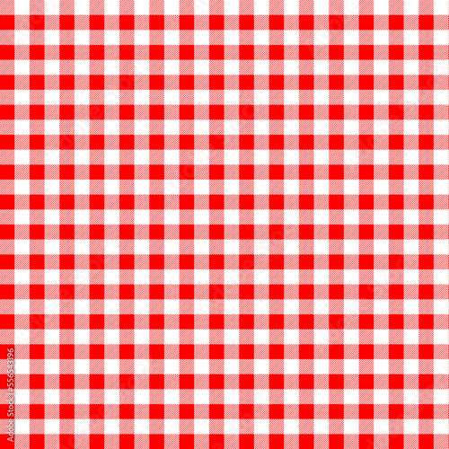 Red checkered plaid fabric pattern texture. Modified stripes consisting of crossed horizontal and vertical lines.Picnic pattern