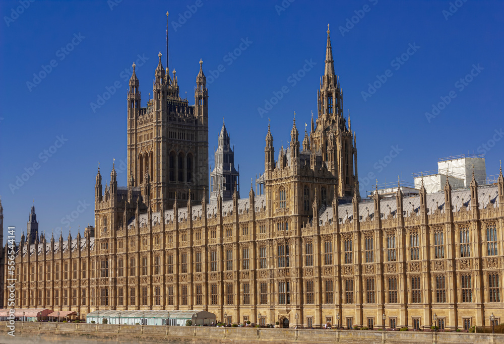 Partial view of the Houses of Parliament, London