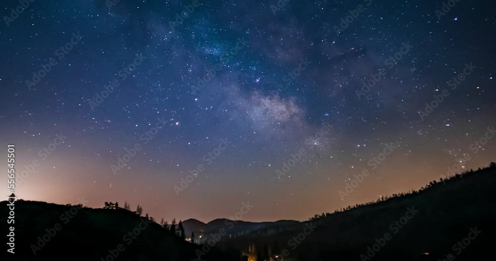 Night sky timelapse with stars and Milky Way. Evidence of Earth rotation Night sky timelapse with stars and Milky Way. Evidence of Earth rotation