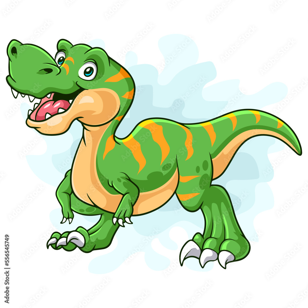Obraz premium Cartoon happy Tyrannosaurus rex isolated on white background