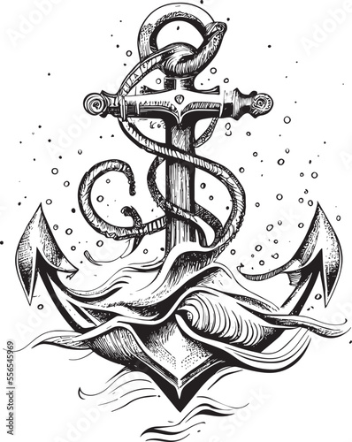 anchor with rope tattoo design photo