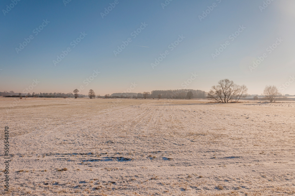 Winter landscape in snow in Poland in Central Europe Winter landscape in snow in Poland in Central Europe