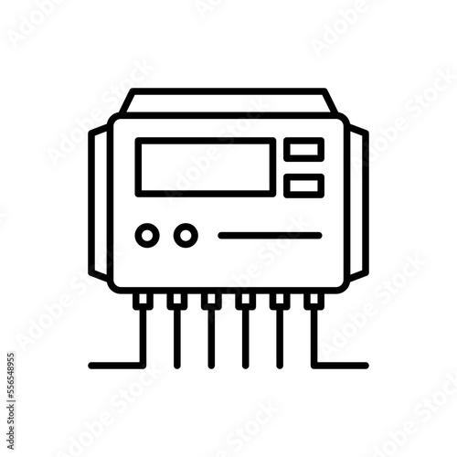 Solar charge controller linear icon. Editable stroke