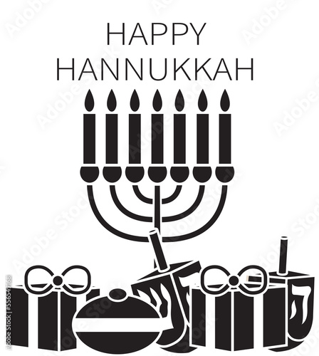 Vector illustration of menorah with Happy Hanukkah message
