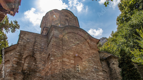 Saint nikola monastery at Matka canyon in North Macedonia near Skopje, Matka lake and mountain view with