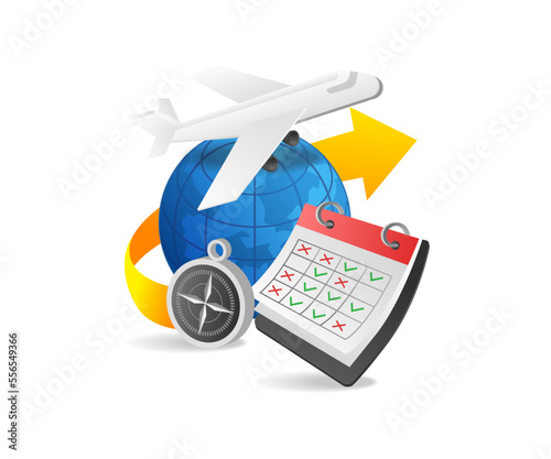 Isometric flat 3d illustration tourist concept travel tour plan