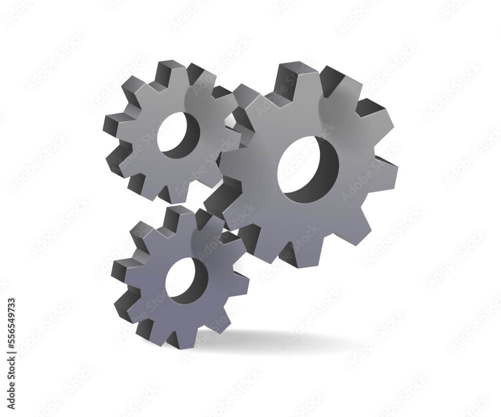 Flat isometric 3d illustration of gear stack concept Flat isometric 3d illustration of gear stack concept