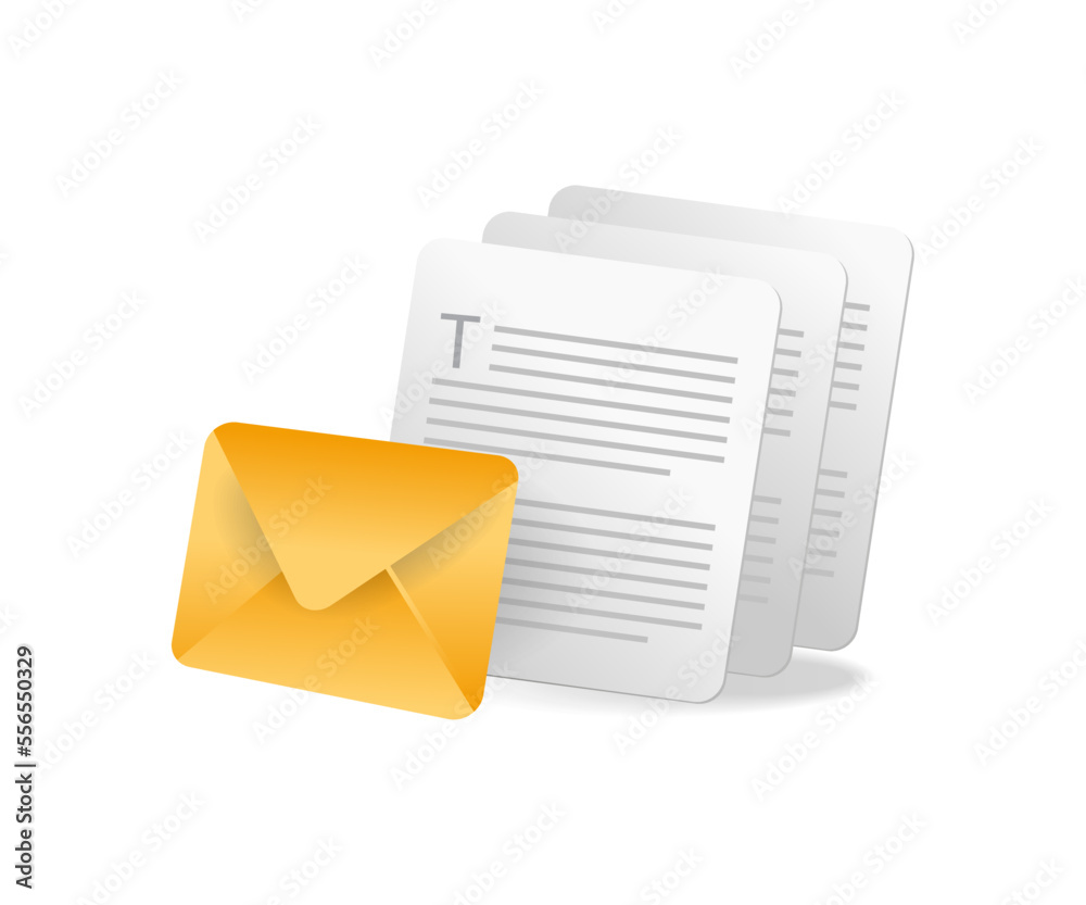 Flat isometric 3d illustration of email data concept Flat isometric 3d illustration of email data concept
